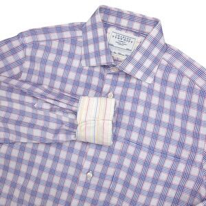 Charles Tyrwhitt Shirt Mens 15.5 35 White Blue Red Check Non Iron Tailored Fit